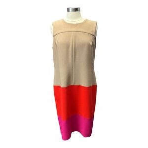 Jones New York | Colorblock Midi Dress in Beige, Red, and Pink